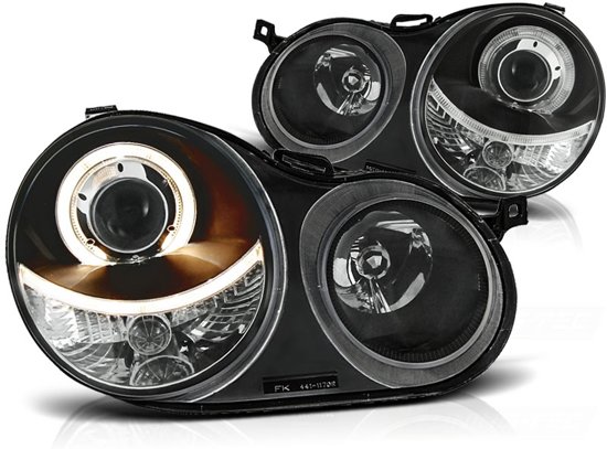 Forlygter dobbelt halo fælge VW POLO 9N 11 01-04 05 ANGEL EYES SORT