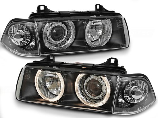 Ajovalot kaksoishalorenkaat BMW E36 12 90-08 99 ANGEL EYES MUSTA