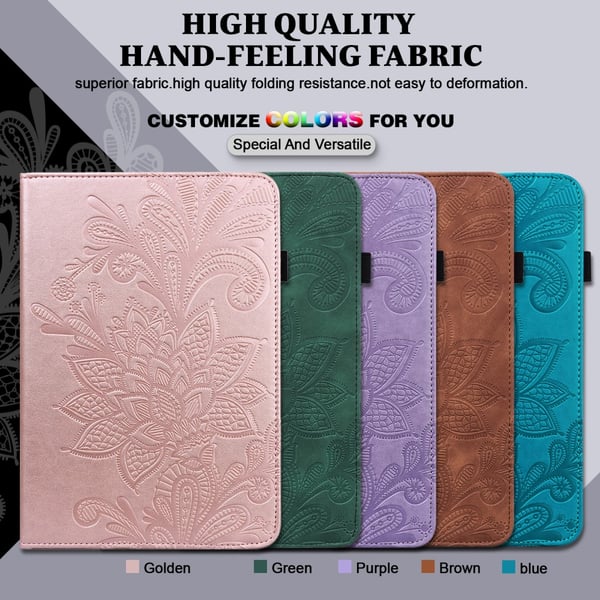 SKALO iPad 10.2 Mandala Suojakotelo - Ruusukulta