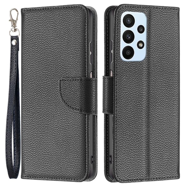 SKALO Samsung A23 5G Premium Litchi Flip Cover - Sort SKALO Samsung A23 5G Premium Litchi Flip Cover - Sort