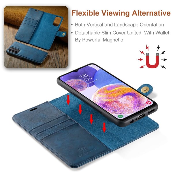 DG MING Samsung A23 5G 2-i-1 Magnet Pungetui - Blå