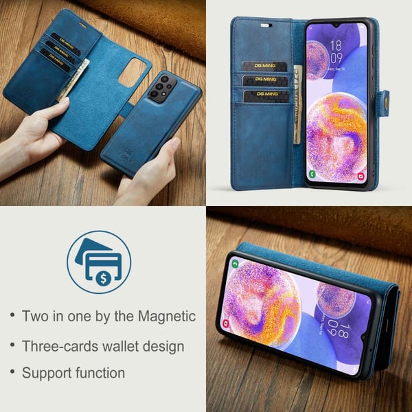 DG MING Samsung A23 5G 2-i-1 Magnet Pungetui - Blå