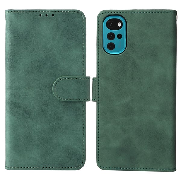 SKALO Motorola Moto G22 Matt PU Nahka lompakkokotelo - Vihreä SKALO Motorola Moto G22 Matt PU Nahka lompakkokotelo - Vihreä