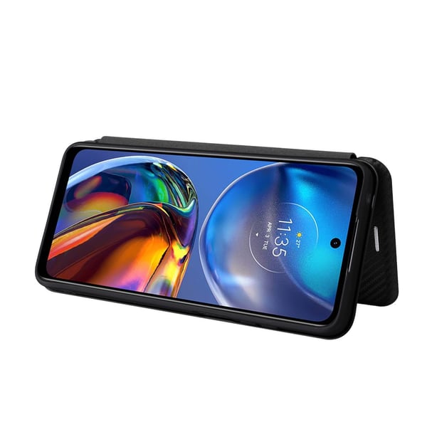 SKALO Motorola Moto E32/E32s Carbon Fiber Pungetui - Sort