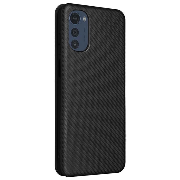 SKALO Motorola Moto E32/E32s Carbon Fiber Pungetui - Sort