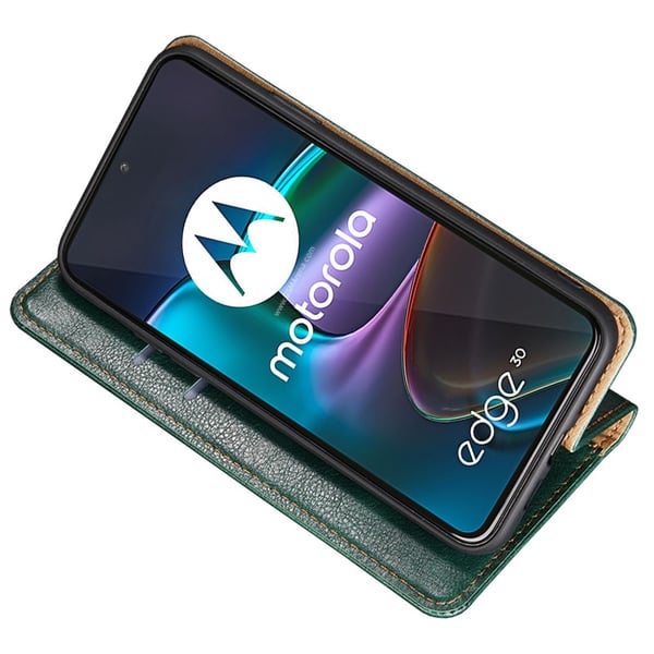 SKALO Motorola Edge 30 5G Lompakkokotelo PU-nahkaa - Vihreä