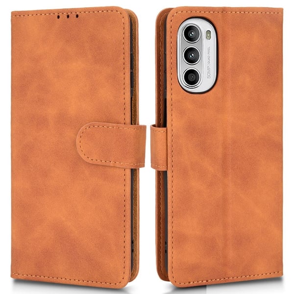 SKALO Motorola Moto G52 Matt PU-læderpungetui - Brun