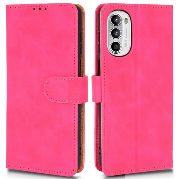 SKALO Motorola Moto G52 Matt PU-læderpungetui - Cerise