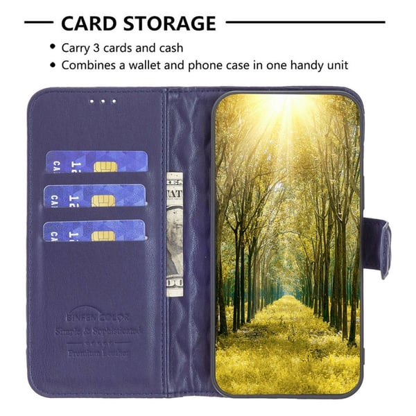 SKALO Motorola Moto G22 BINFEN COLOR Tikattu Lompakko - Sininen