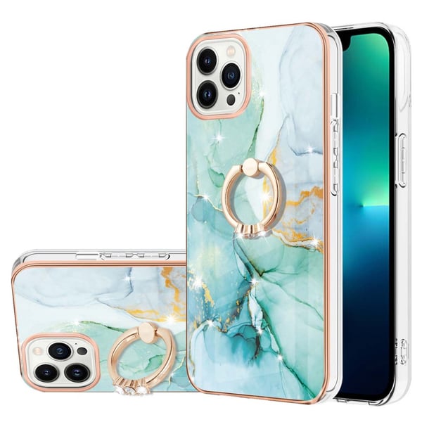 SKALO iPhone 14 Pro Max Marmor TPU Cover med ring - #4