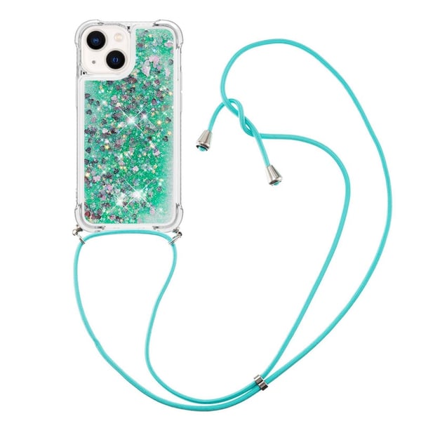 SKALO iPhone 14 Plus Kvicksand Glitter Mobile Collar - Turkis