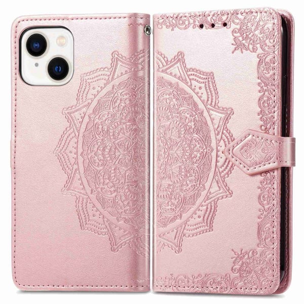 SKALO iPhone 14 Mandala Plånboksfodral - Roséguld