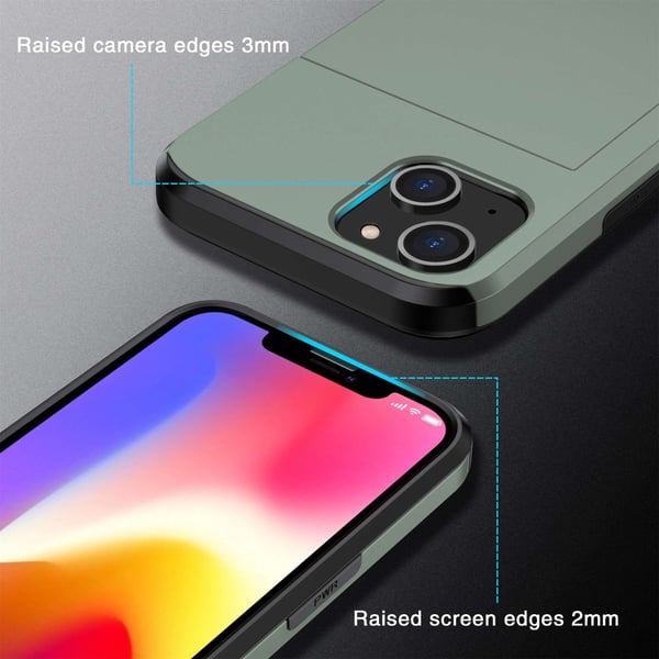 SKALO iPhone 14 Plus Armor Cover kortholder - Grøn