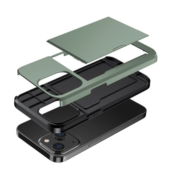 SKALO iPhone 14 Plus Armor Cover kortholder - Grøn