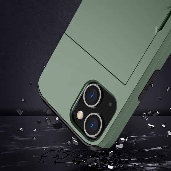 SKALO iPhone 14 Plus Armor Cover kortholder - Grøn