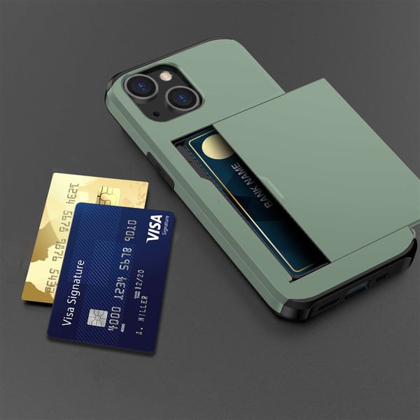 SKALO iPhone 14 Plus Armor Cover kortholder - Grøn