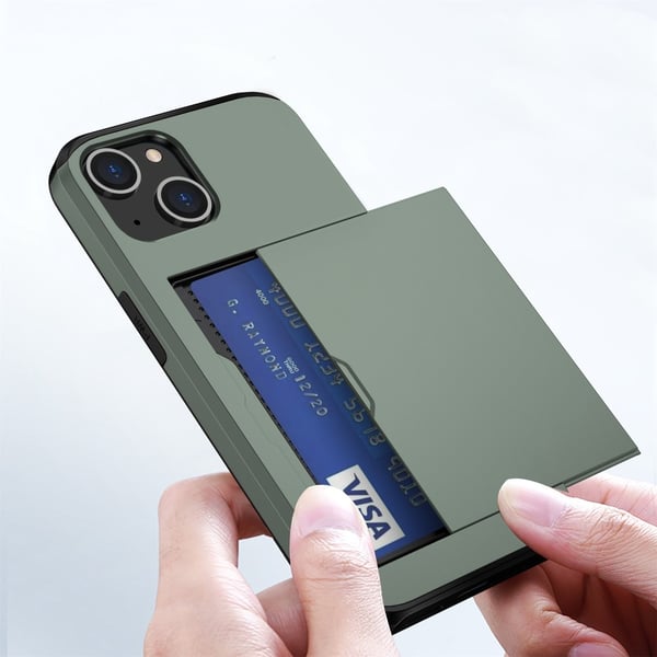 SKALO iPhone 14 Plus Armor Cover kortholder - Grøn