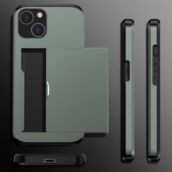 SKALO iPhone 14 Plus Armor Cover kortholder - Grøn