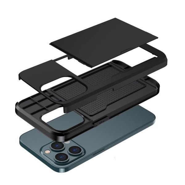 SKALO iPhone 14 Pro Armor Cover kortholder - Sort