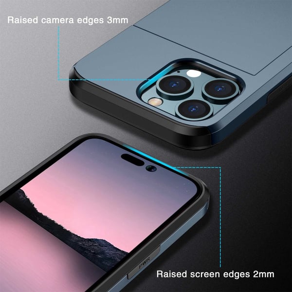 SKALO iPhone 14 Pro Armor Cover kortholder - Blå