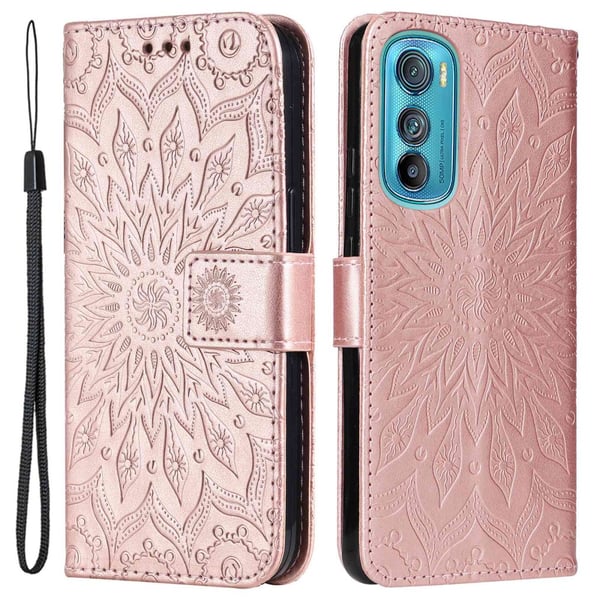 SKALO Motorola Edge 30 5G Mandala Plånboksfodral - Roséguld