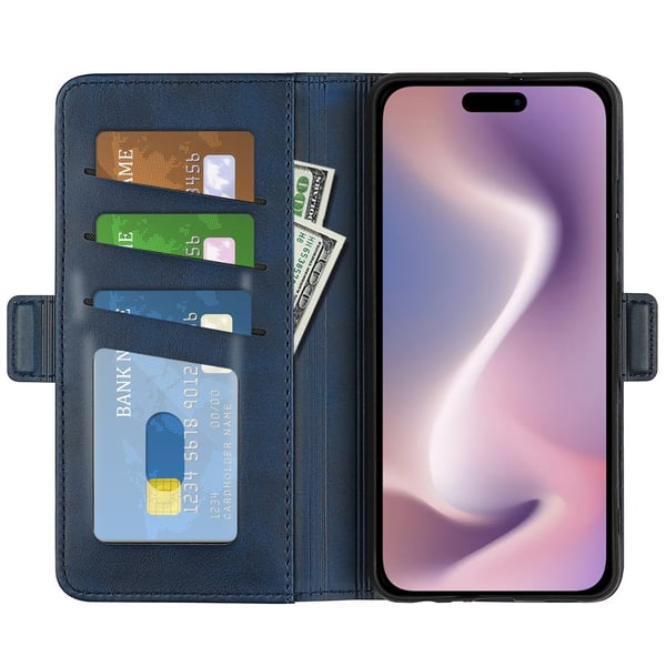 SKALO iPhone 16 Pro Max Premium Wallet Flip Cover - Blå