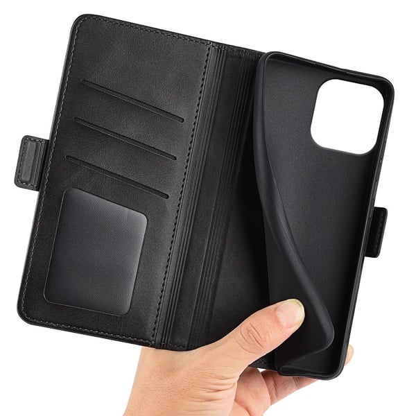 SKALO iPhone 16 Premium Wallet Flip Cover - Sort