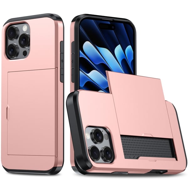 SKALO iPhone 16 Pro Max Armor Suojakuori korttikotelo - Ruusukulta