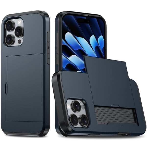 SKALO iPhone 16 Pro Max Armor Skal Korthållare - Blå