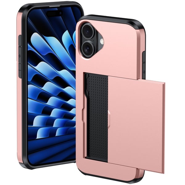 SKALO iPhone 16 Armor Cover kortholder - Rosa guld