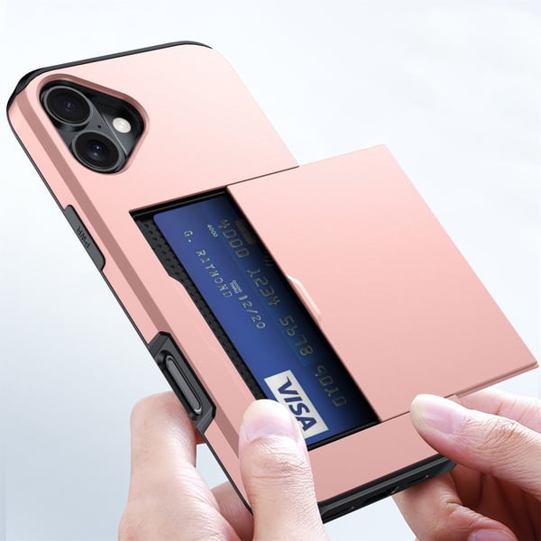 SKALO iPhone 16 Plus Armor Cover kortholder - Rosa guld