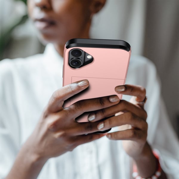 SKALO iPhone 16 Plus Armor Cover kortholder - Rosa guld