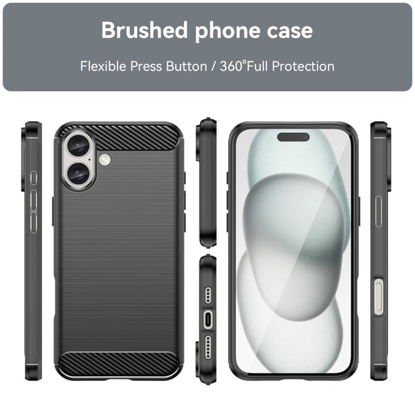 SKALO iPhone 16 Plus Armor Carbon Stødsikker TPU-cover