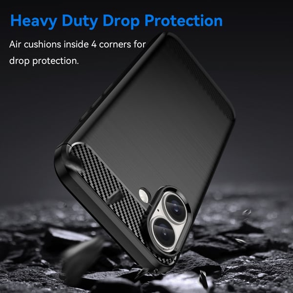 SKALO iPhone 16 Armor Carbon Stødsikker TPU-cover