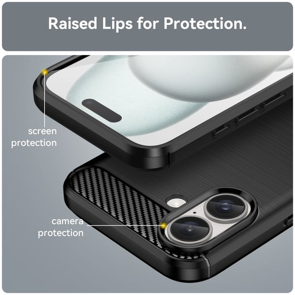 SKALO iPhone 16 Armor Carbon Stødsikker TPU-cover