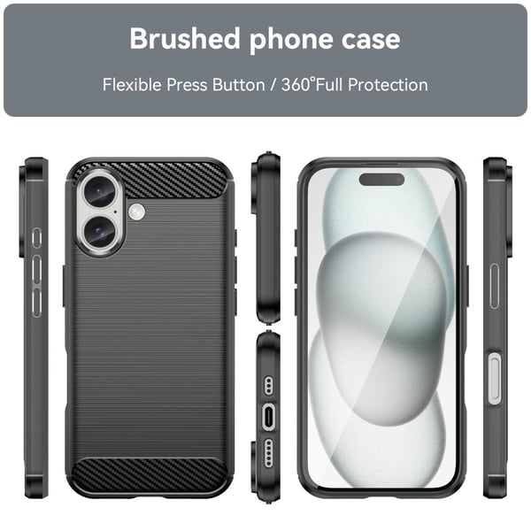 SKALO iPhone 16 Armor Carbon Stødsikker TPU-cover