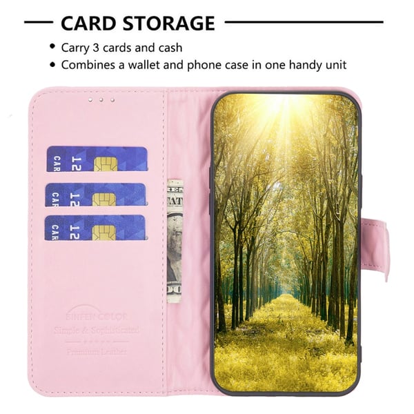 SKALO iPhone 16 BINFEN COLOR Tikattu Lompakko - Pinkki
