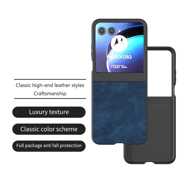 SKALO Motorola Razr 50 5G ABEEL PU læder Fold Cover - Blå