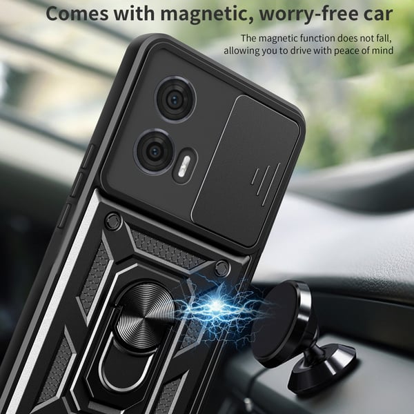 SKALO Motorola Edge 50 Fusion Armor Hybrid Metal Ring Camera Slider - Sort