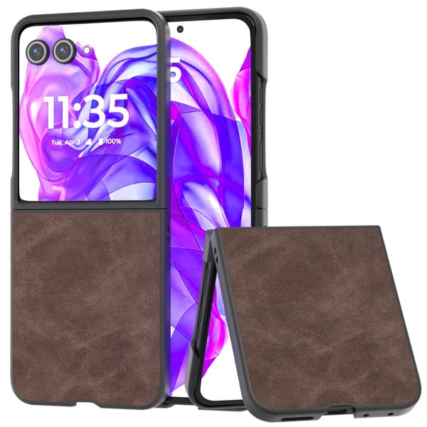 SKALO Motorola Razr 50 Ultra 5G ABEEL PU læder Fold Cover - Brun