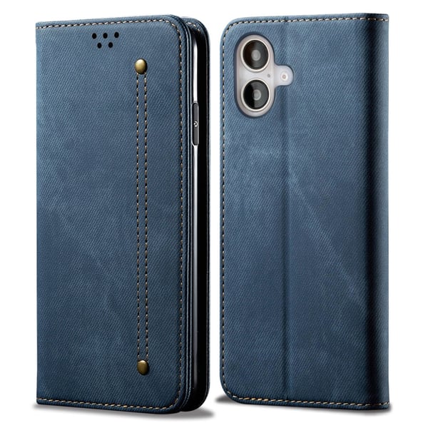 SKALO iPhone 16 Jeans Lompakkokotelo - Sininen SKALO iPhone 16 Jeans Lompakkokotelo - Sininen