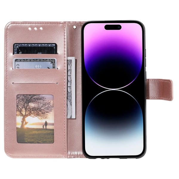 SKALO iPhone 16 Pro Mandala lompakkokotelo - Ruusukulta