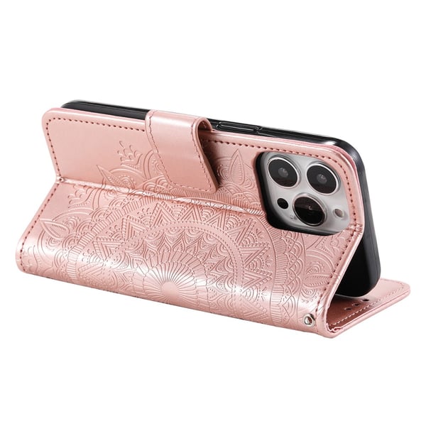 SKALO iPhone 16 Pro Mandala lompakkokotelo - Ruusukulta