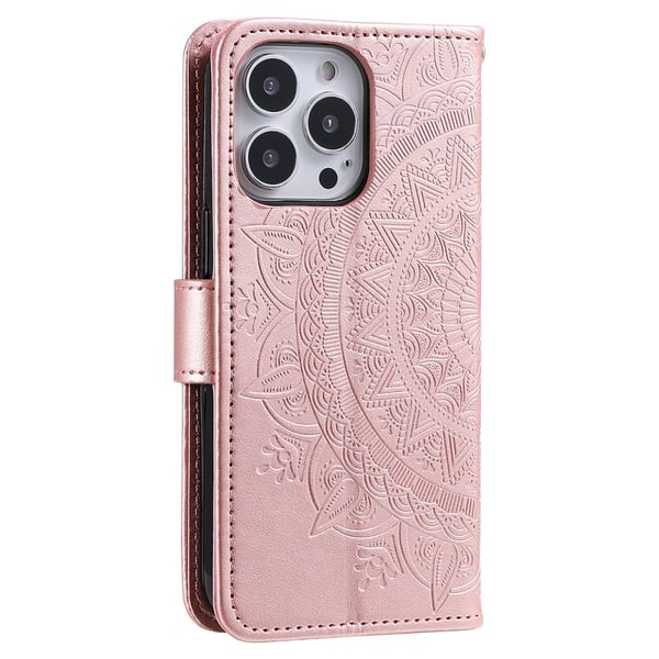 SKALO iPhone 16 Pro Mandala lompakkokotelo - Ruusukulta