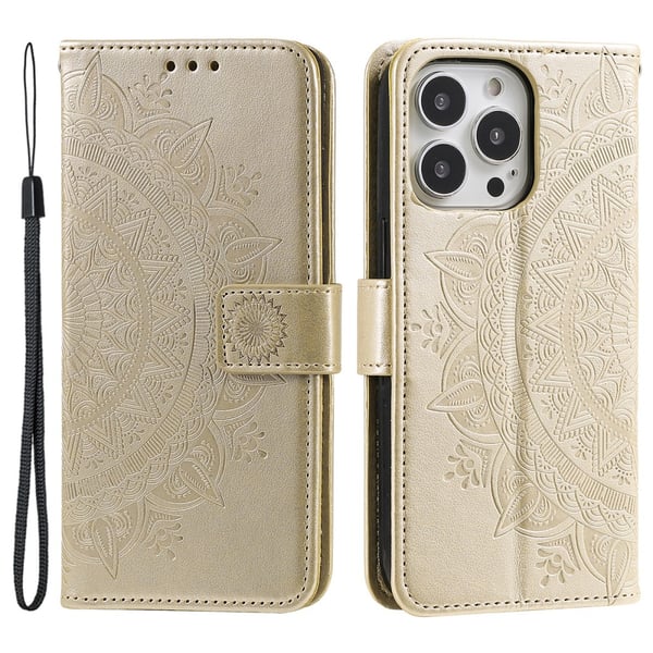 SKALO iPhone 16 Pro Max Mandala Flip Cover - Guld