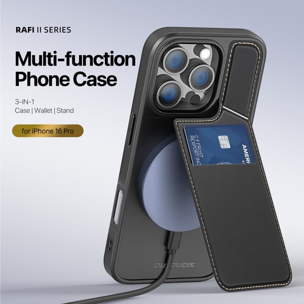 DUX DUCIS iPhone 16 Pro Max Rafi II Series Cover med Kortholder - Sort
