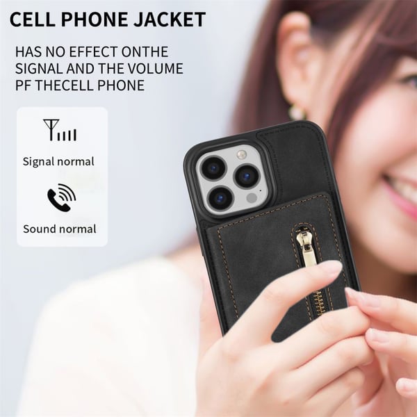 SKALO iPhone 16 Pro PU-læder Cover med Pung - Sort
