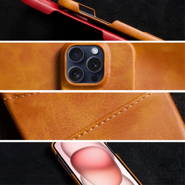 SKALO iPhone 16 Pro Max PU-nahkainen Korttikotelo - Ruusukulta