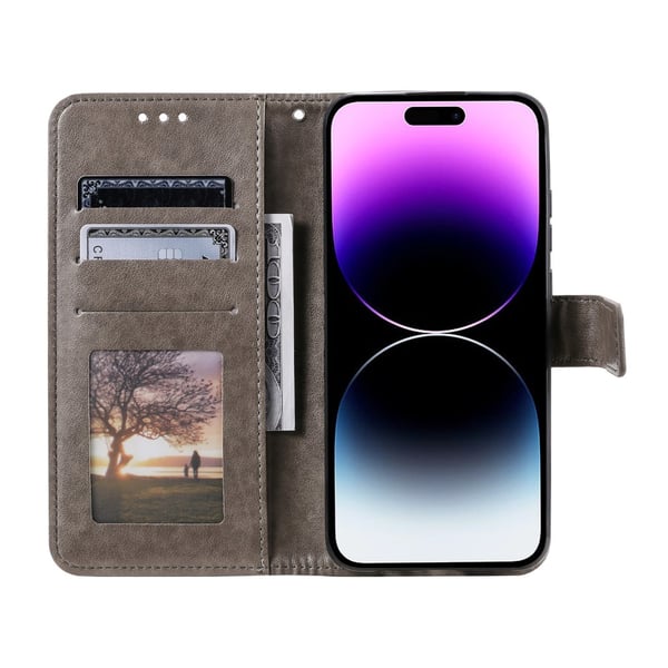 SKALO iPhone 16 Mandala lompakkokotelo - Harmaa