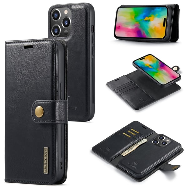 DG MING iPhone 16 Pro Max 2-in-1 magneetti lompakkokotelo - Musta